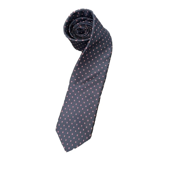 CHRISTIAN DIOR Tie Men’s Navy Blue Red Designer Necktie Silk Paris New York - Picture 1 of 7